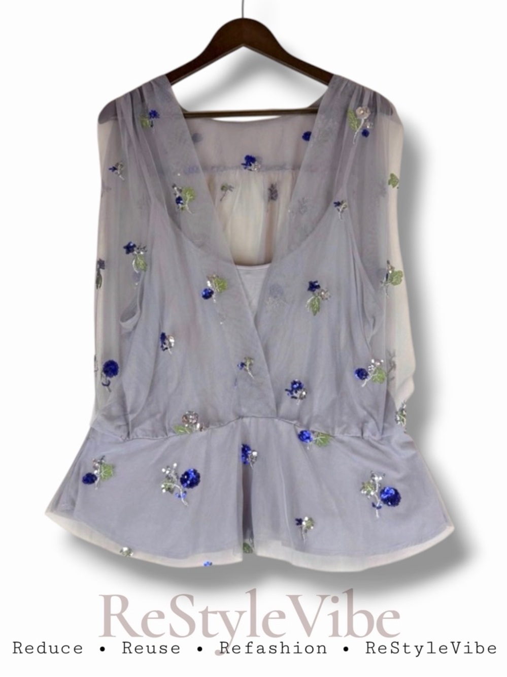 EVA FRANCO ANTHROPOLOGIE Women’s Size L Top Shirt Blouse Tank Sequins Peplum NWT